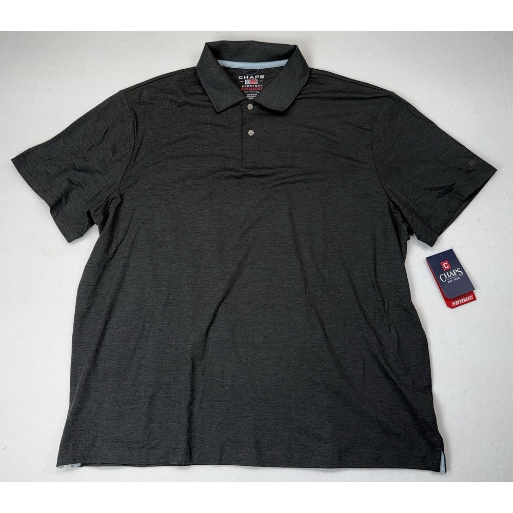 NWT Chaps Performance Polo Shirt Men's Size 2XL Black Stretch Golf DriWear